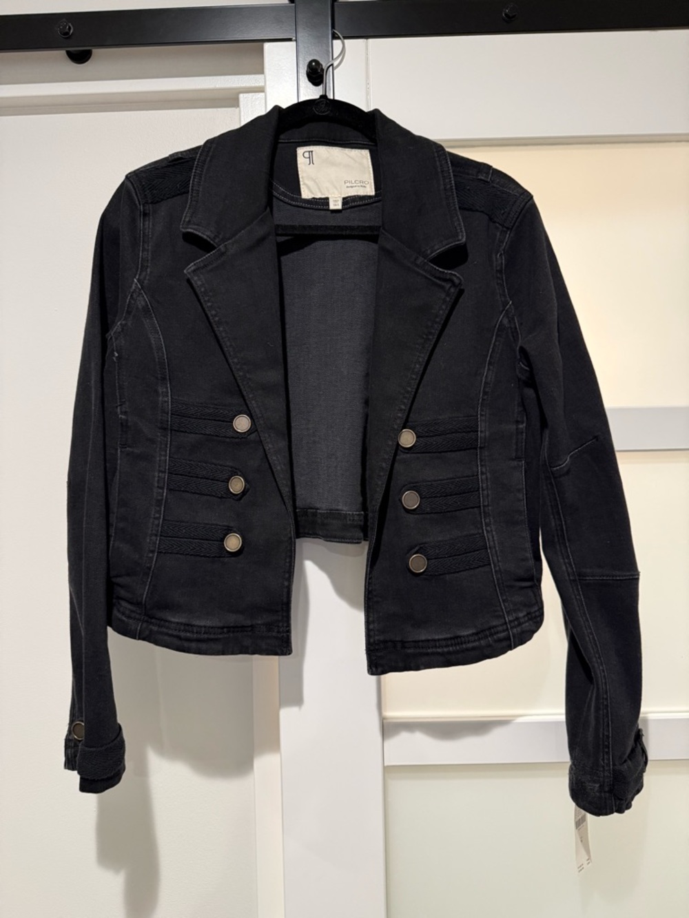 NWT!! Anthropologie Pilcro Black Cropped Military-Style Blazer